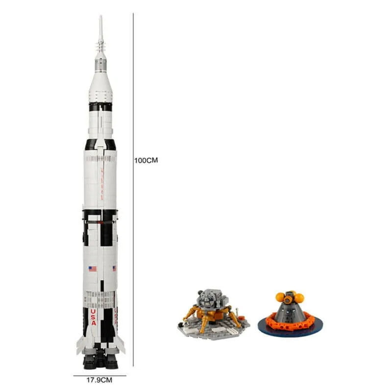 Building Blocks Building Block MOC Idea USA Apollo Saturn V Space Rocket Construction Set Toys - 15