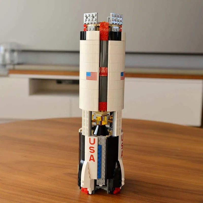 Building Blocks Building Block MOC Idea USA Apollo Saturn V Space Rocket Construction Set Toys - 10
