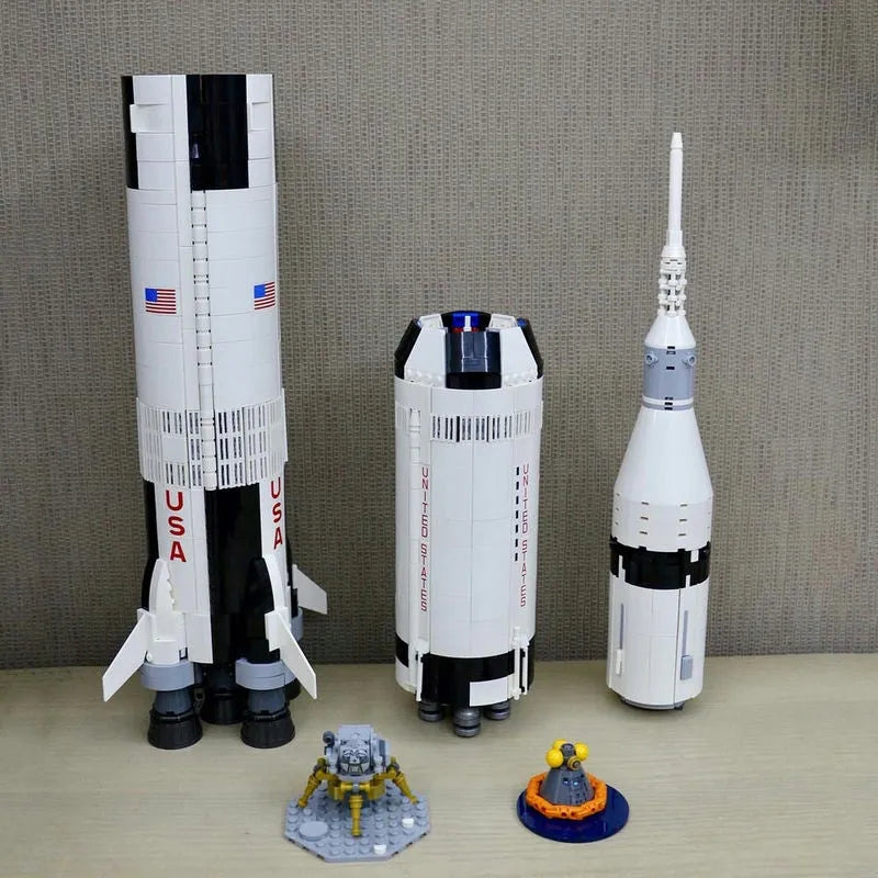 Building Blocks Building Block MOC Idea USA Apollo Saturn V Space Rocket Construction Set Toys - 13