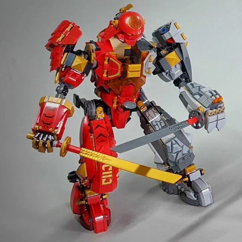 Building Blocks Block MOC Ninjago Fire Stone Mech Bricks Toy 7182 - 1