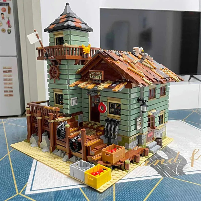 Building Blocks Building Blocks City Street MOC Old Fishing Store Bricks Toys Construction Set Toys - 17