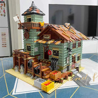 Thumbnail for Building Blocks City Street MOC Old Fishing Store Bricks Toys - 17