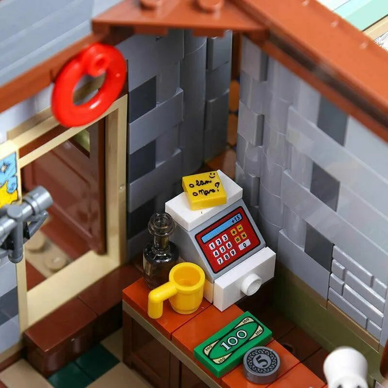 Toy Store Blocks Building Blocks Fishing Store City Street MOC Toy Set