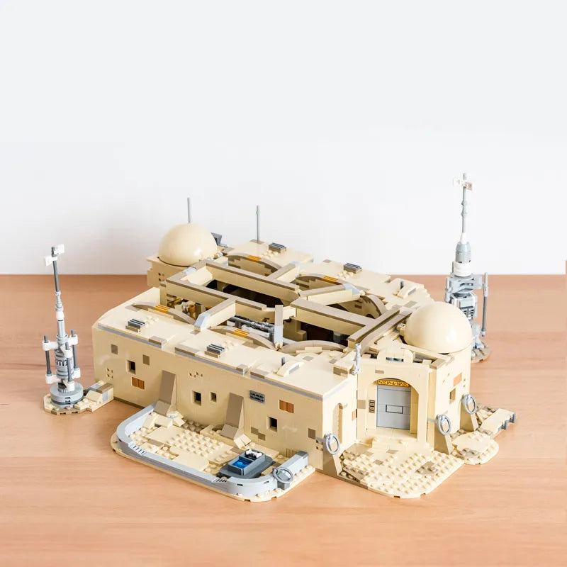 LEGO model of Mos Eisley Cantina, building blocks Star Wars set from Tatooine