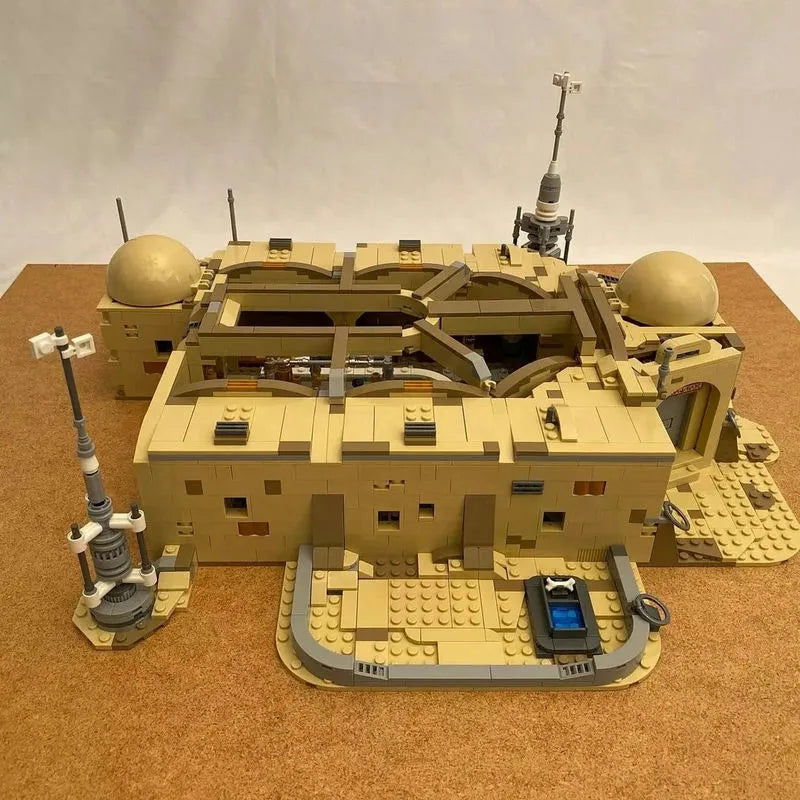 LEGO building blocks model of a desert military outpost from Star Wars Mos Eisley Cantina
