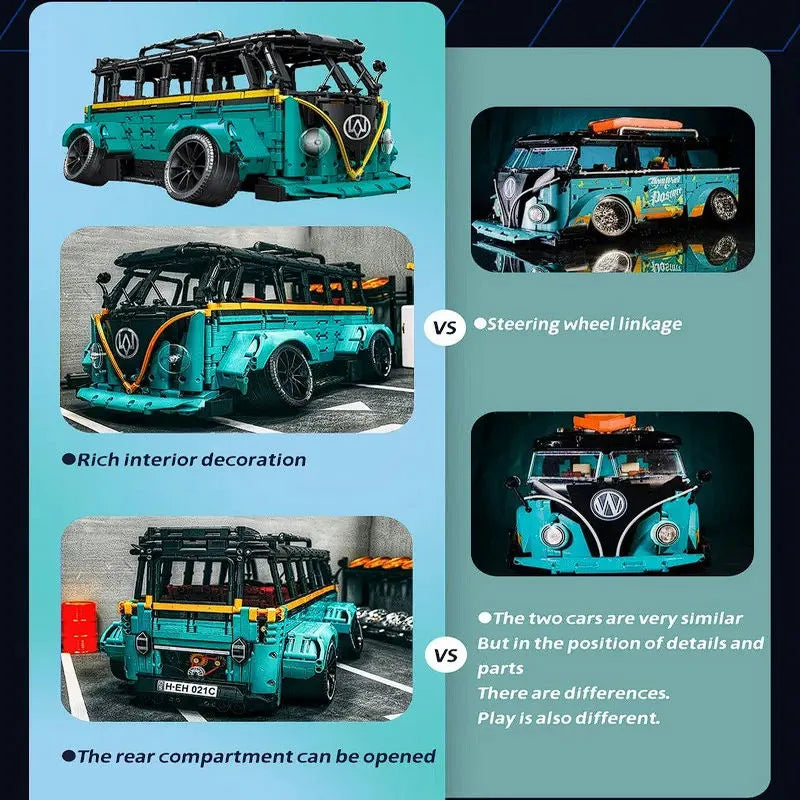 Building Blocks MOC C021 Tech T2 Low Pitched RC Camper Bus Van Bricks Toys Construction Set Toys - 8