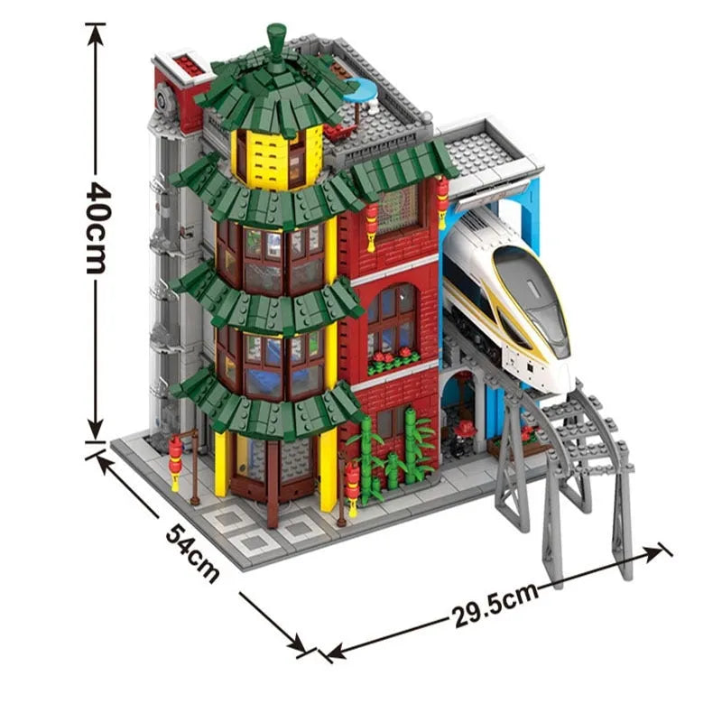 Building Blocks City Creator Expert MOC Gutting Train Station Bricks Toy - 10