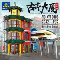 Thumbnail for Building Blocks City Creator Expert MOC Gutting Train Station Bricks Toy - 2