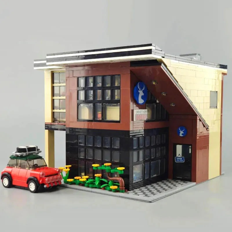 Building Blocks City Street MOC Modern Coffee Shop Bricks Toys 5208 - 2