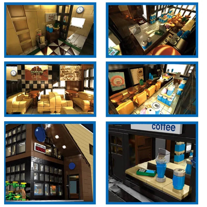 Building Blocks City Street MOC Modern Coffee Shop Bricks Toys 5208 Construction Set Toys - 5