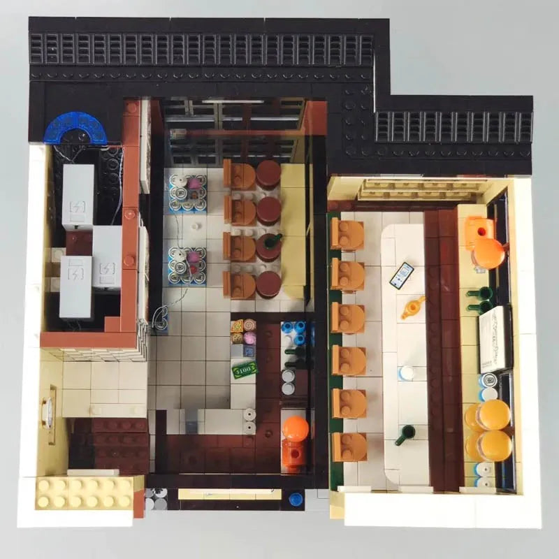 Building Blocks City Street MOC Modern Coffee Shop Bricks Toys 5208 - 16