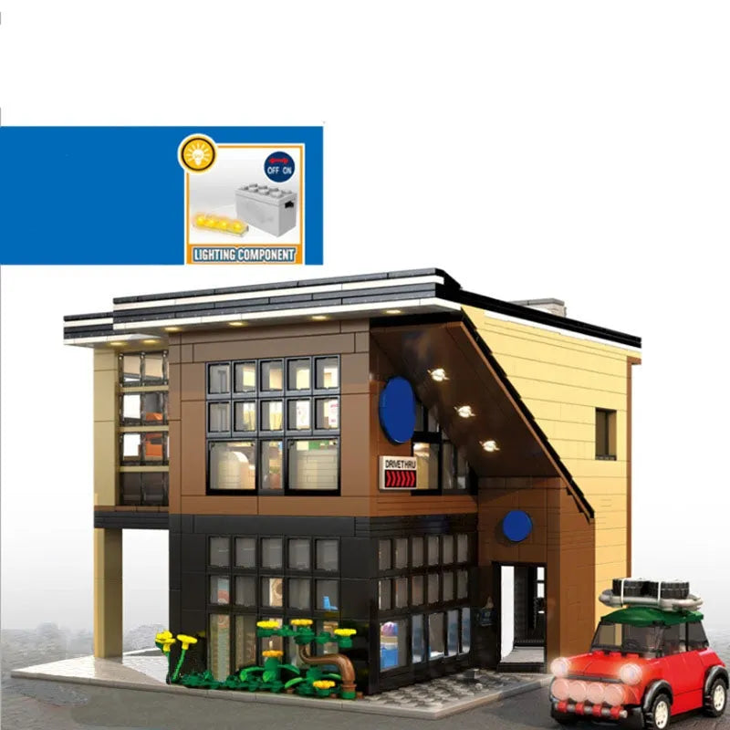 Building Blocks City Street MOC Modern Coffee Shop Bricks Toys 5208 Construction Set Toys - 1