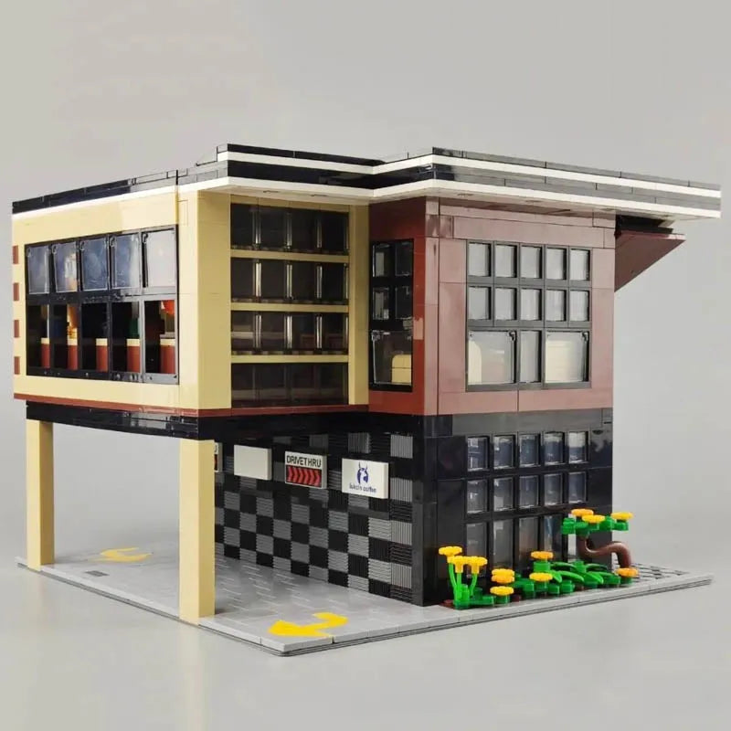 Building Blocks City Street MOC Modern Coffee Shop Bricks Toys 5208 Construction Set Toys - 7