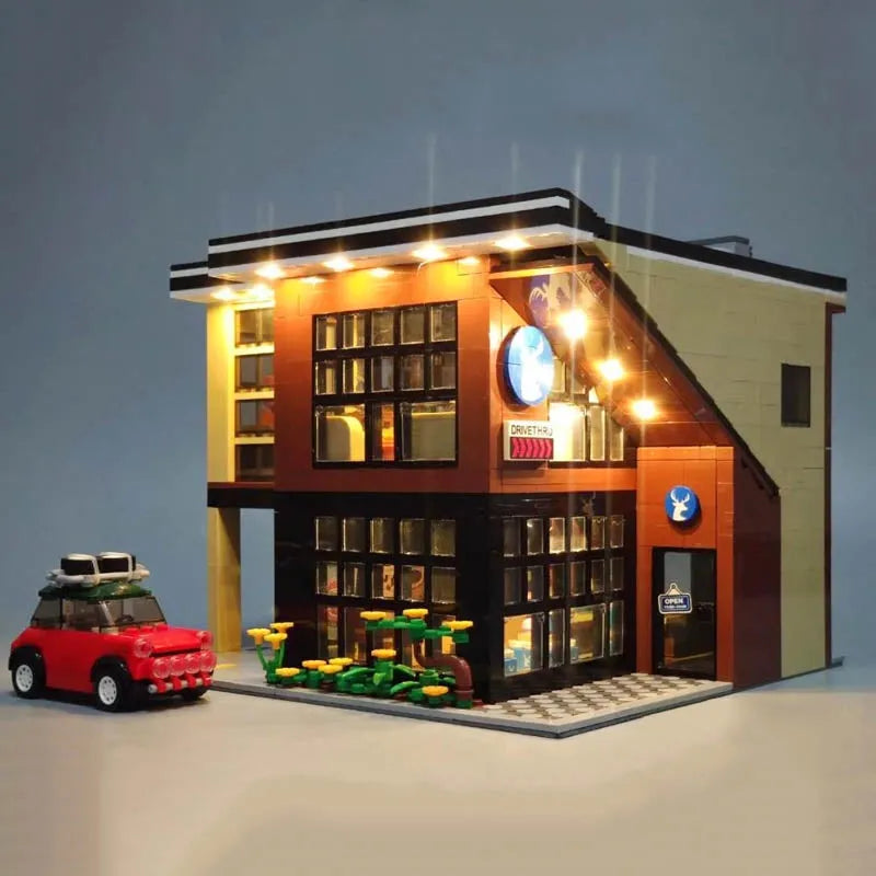 Building Blocks City Street MOC Modern Coffee Shop Bricks Toys 5208 Construction Set Toys - 8