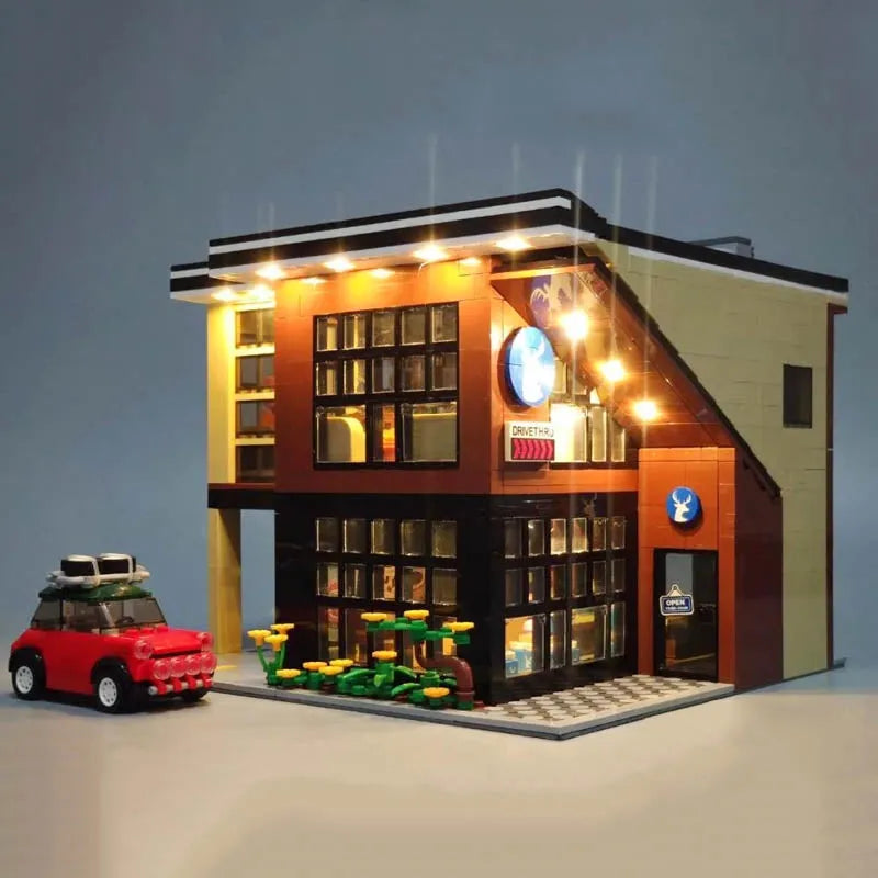 Building Blocks City Street MOC Modern Coffee Shop Bricks Toys 5208 - 8