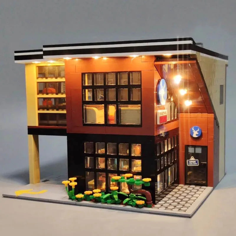Building Blocks City Street MOC Modern Coffee Shop Bricks Toys 5208 - 9