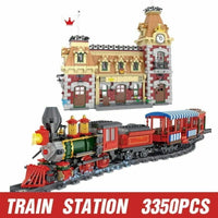 Thumbnail for Building Blocks City Street MOC RC Motorized Train Station Bricks Toys - 7