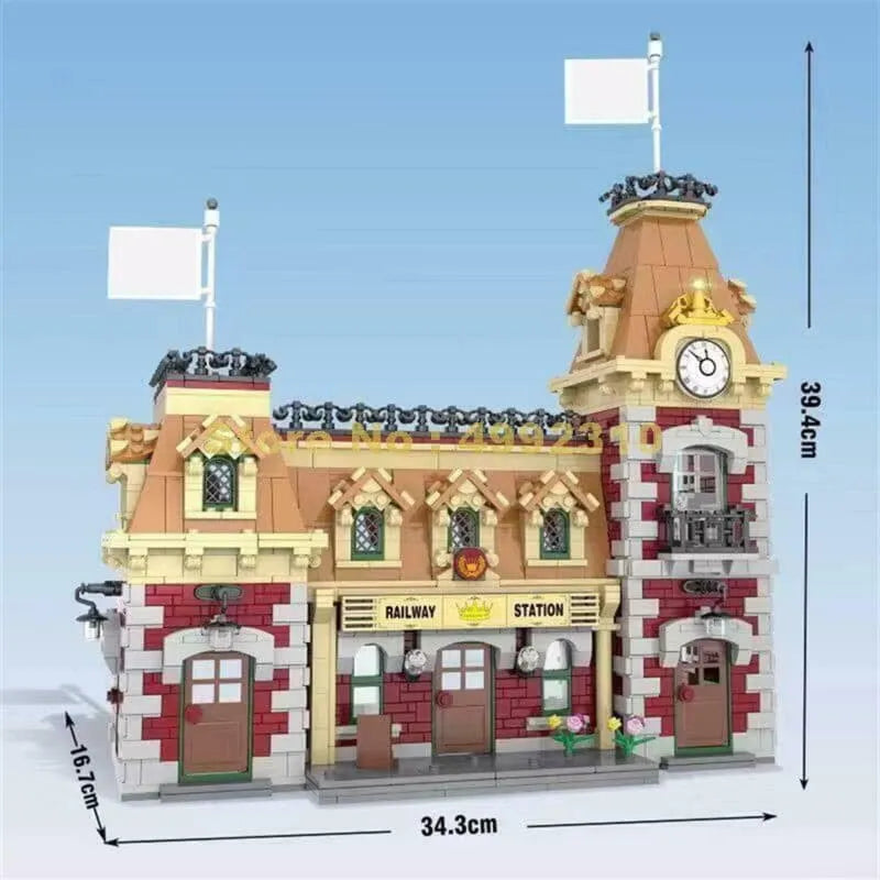 Building Blocks City Street MOC RC Motorized Train Station Bricks Toys - 3