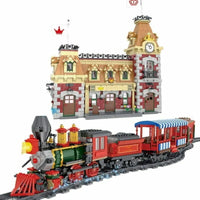 Thumbnail for Building Blocks City Street MOC RC Motorized Train Station Bricks Toys - 6