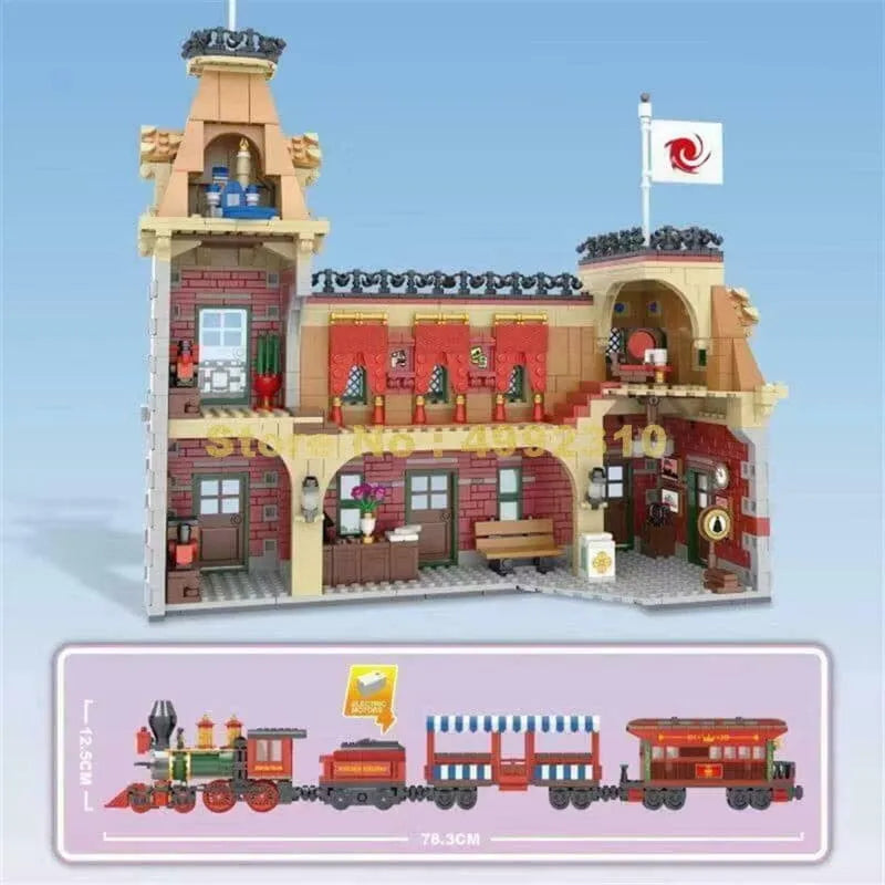Building Blocks City Street MOC RC Motorized Train Station Bricks Toys - 4