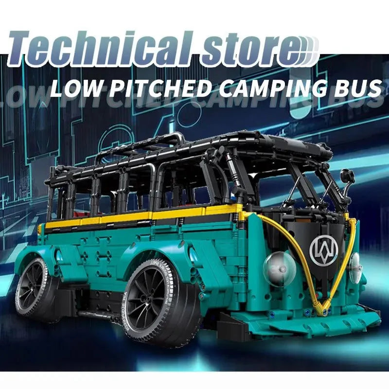 Building Blocks MOC City Tech T2 Low Pitched Camping Bus Bricks Toys C021 Construction Set Toys - 6