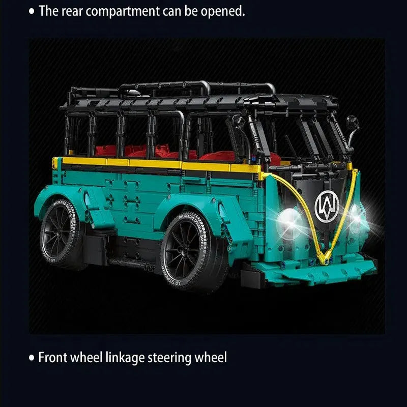 Building Blocks MOC City Tech T2 Low Pitched Camping Bus Bricks Toys C021 Construction Set Toys - 5