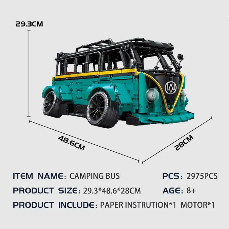 Building Blocks MOC City Tech T2 Low Pitched Camping Bus Bricks Toys C021 Construction Set Toys - 3