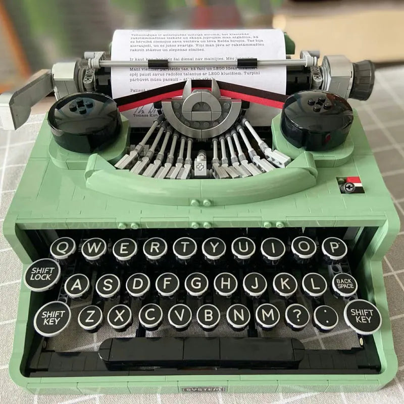 Mini Block Type Writer Creative Expert MOC Retro Typewriter Building Blocks