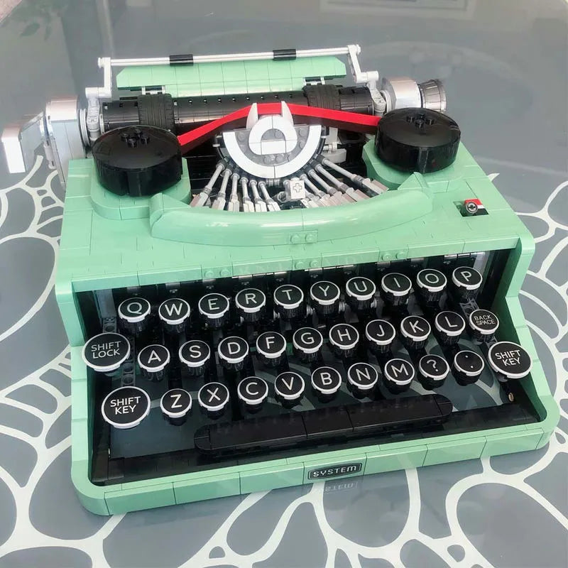 Mini Block Type Writer Creative Expert MOC Retro Typewriter Building Blocks