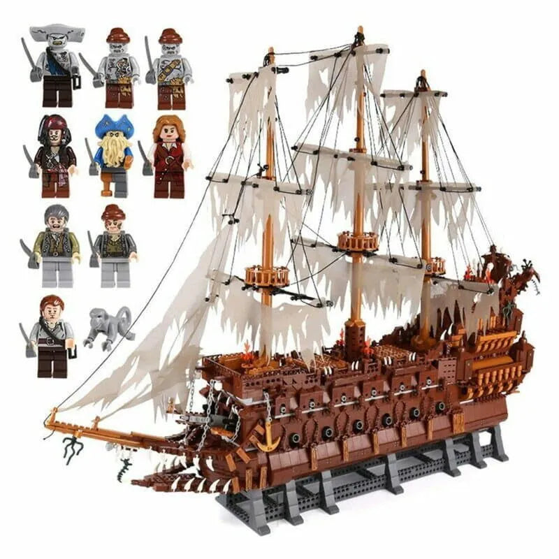 Building Blocks Creative Movie MOC Flying Dutchman Pirate Ship Bricks Toys - 3