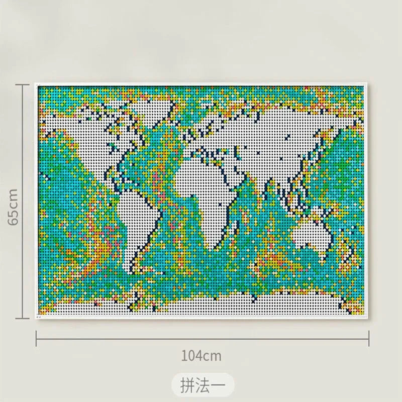 Large Globe World Map Building Blocks MOC Creator Art