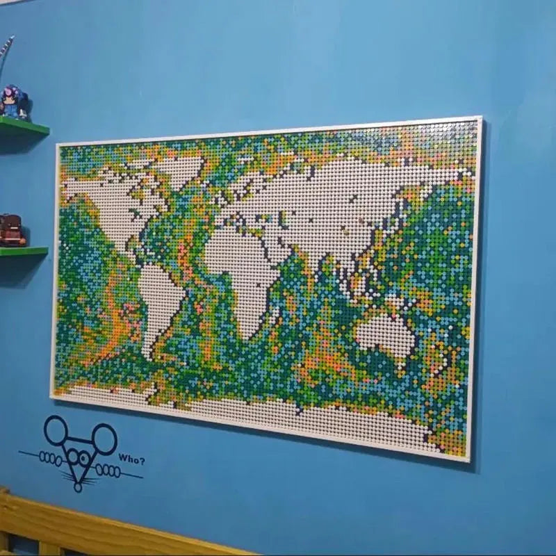 Large Globe World Map Building Blocks MOC Creator Art