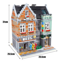 Thumbnail for Building Blocks Creator Expert MOC Bikes Shop Street Bricks Toy - 5
