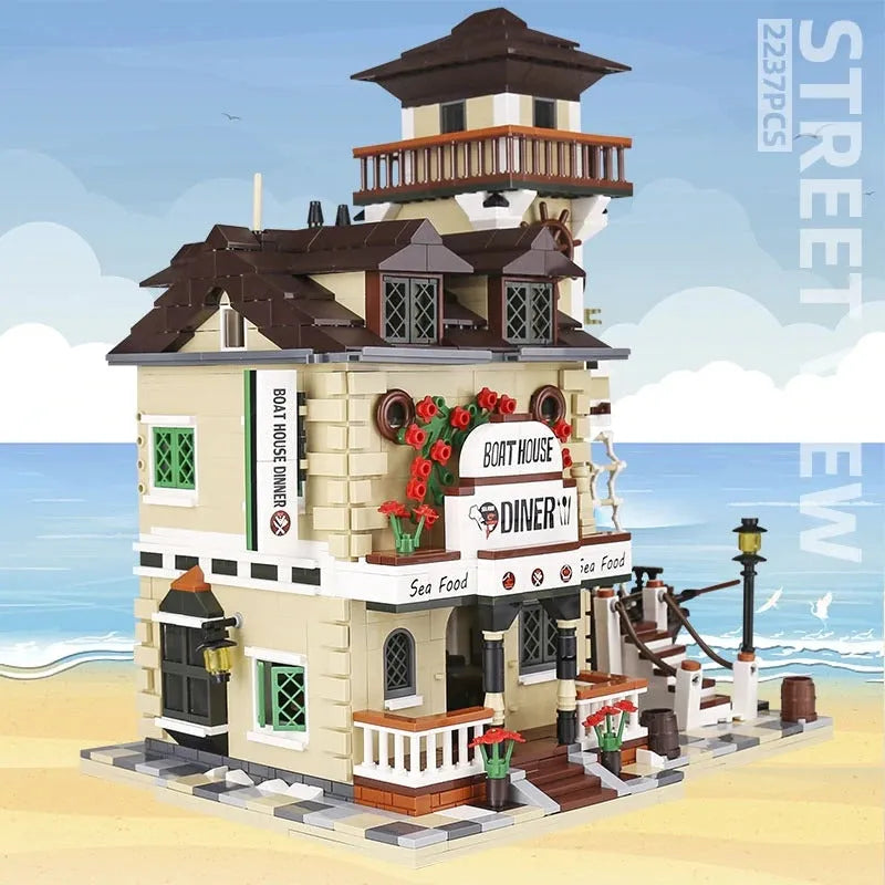Building Blocks Creator Expert MOC Boat House Diner Bricks Toy - 2