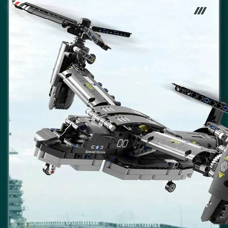 Building Blocks MOC Creator Expert Boeing Bell V22 Osprey Bricks Toys - 4
