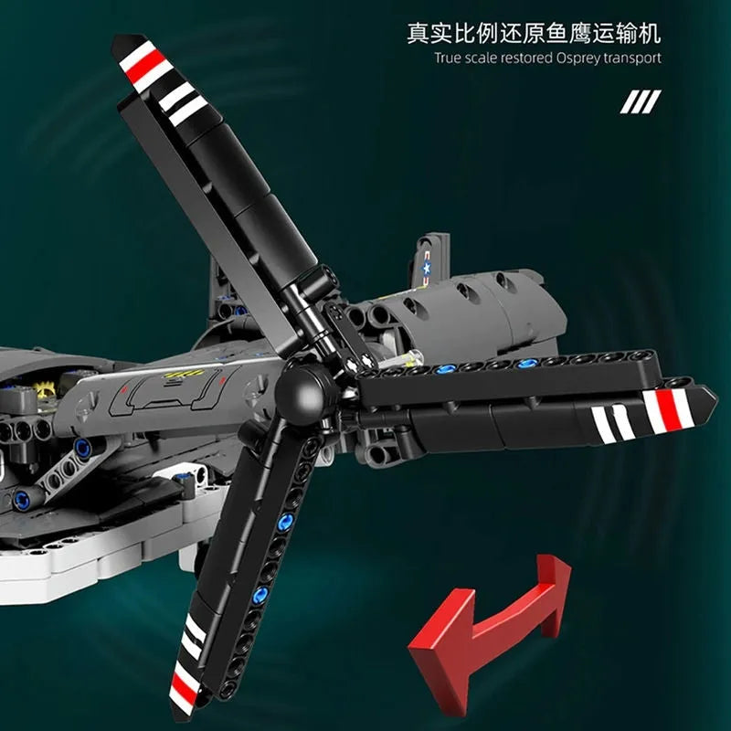 Building Blocks MOC Creator Expert Boeing Bell V22 Osprey Bricks Toys - 3