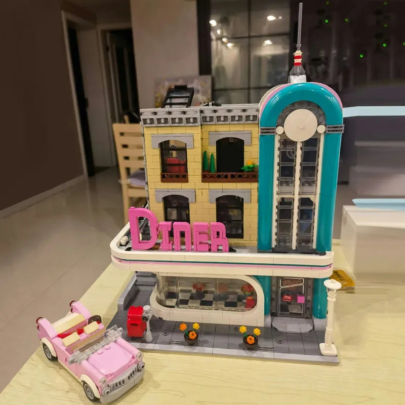 Building Blocks MOC Creator Expert City Downtown Diners Bricks Toys EU - 7