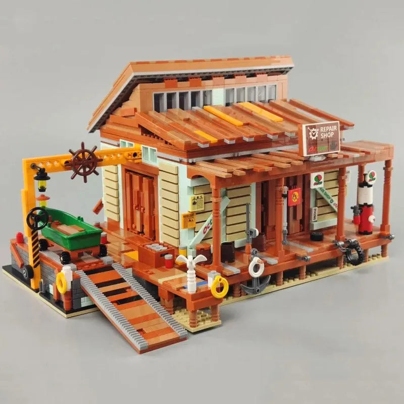 Building Blocks Creator Expert MOC Old Fishing Shipyard Bricks Toy Construction Set Toys - 6