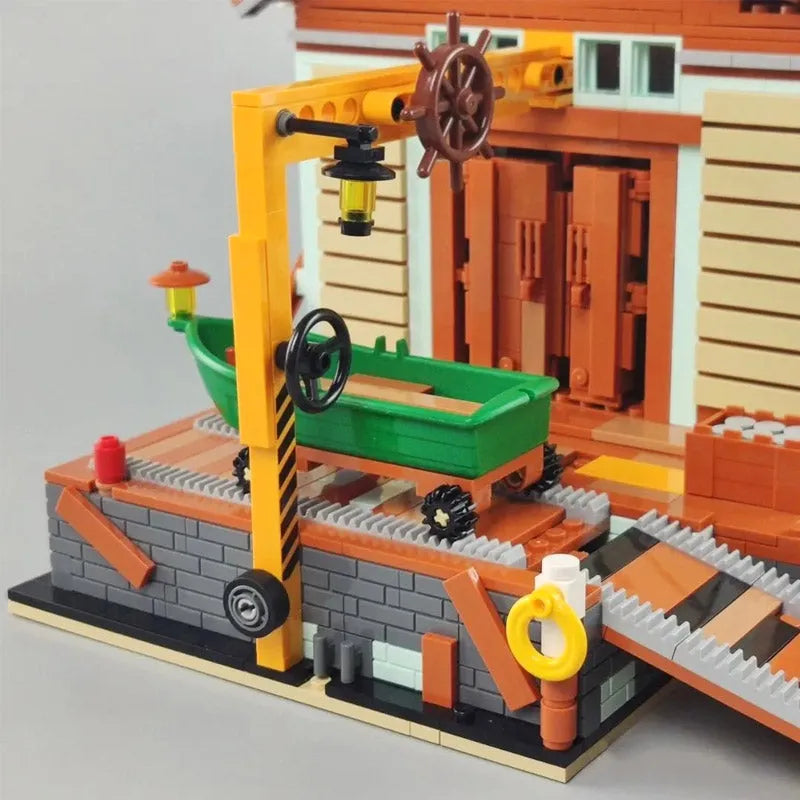Building Blocks Creator Expert MOC Old Fishing Shipyard Bricks Toy Construction Set Toys - 5