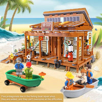Thumbnail for Building Blocks Creator Expert MOC Old Fishing Shipyard Bricks Toy Construction Set Toys - 14