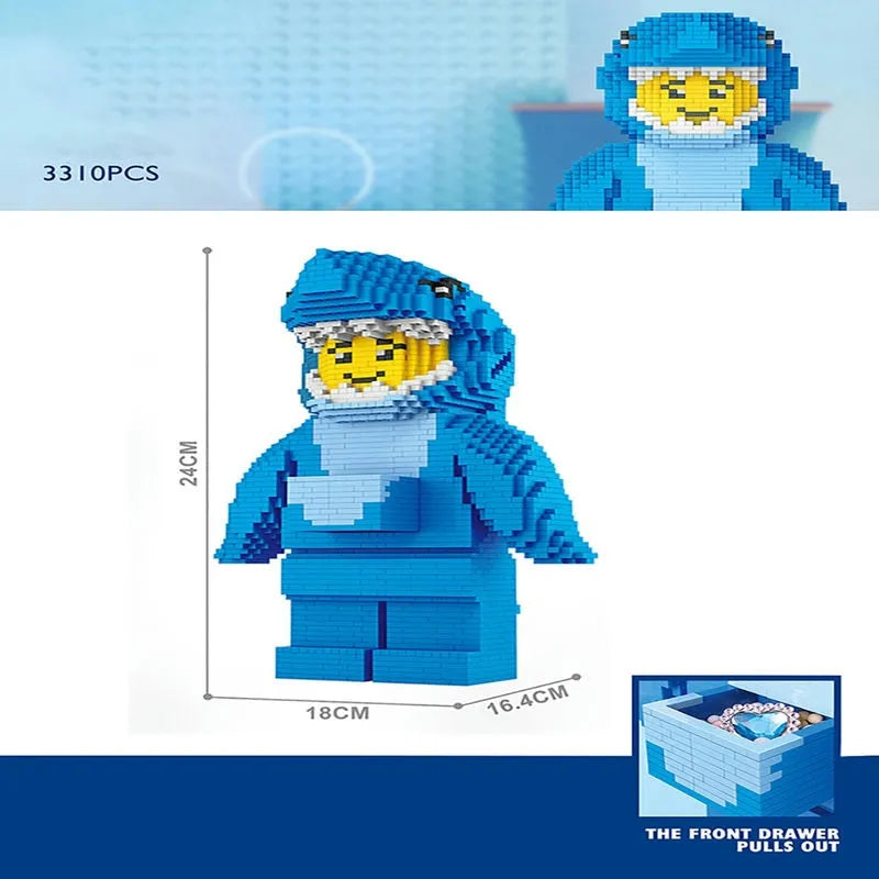 Building Blocks Creator Expert MOC Shark Man MINI Bricks Toy - 4