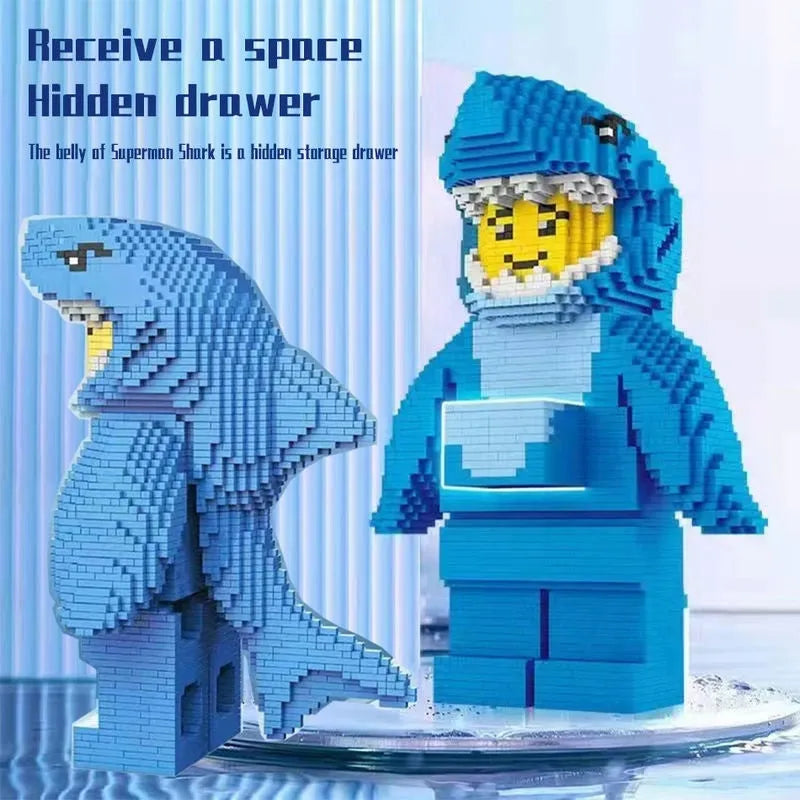 Building Blocks Creator Expert MOC Shark Man MINI Bricks Toy - 7