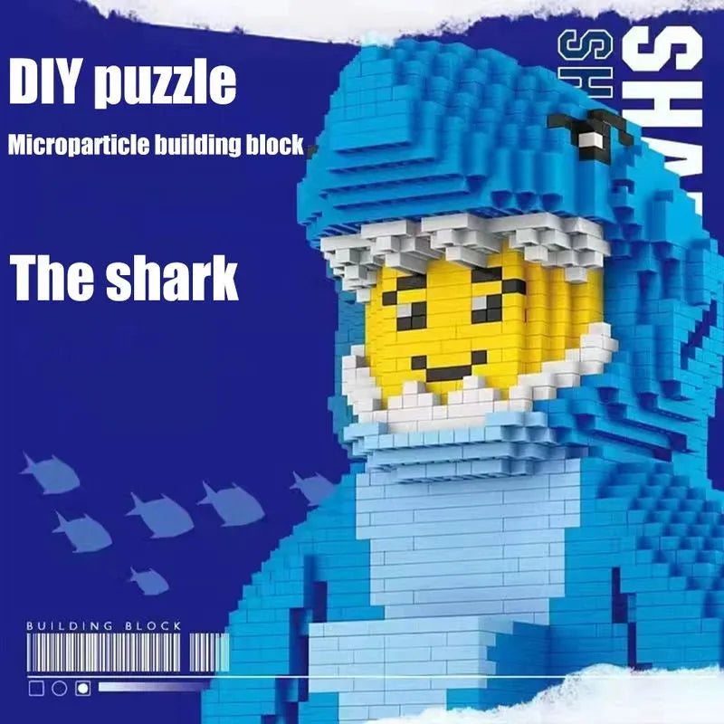 Building Blocks Creator Expert MOC Shark Man MINI Bricks Toy - 3