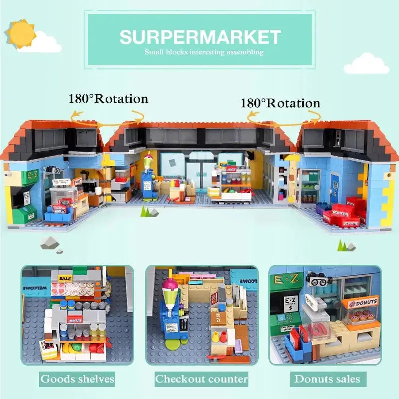 Building Blocks Creator Movie MOC The Simpsons Kwik E Mart Bricks Toys - 4