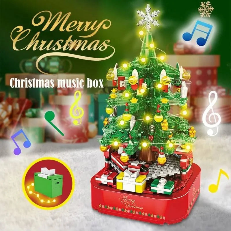 Building Blocks MOC Expert Christmas Tree Santa Music Light Box Bricks Kids Toys - 7