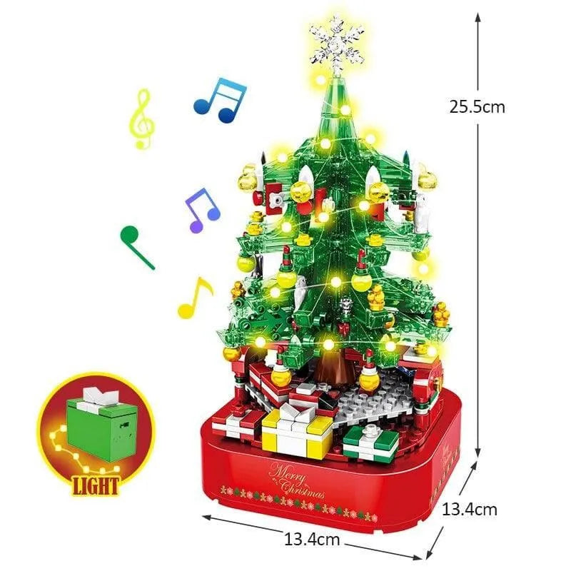 Building Blocks MOC Expert Christmas Tree Santa Music Light Box Bricks Kids Toys - 8