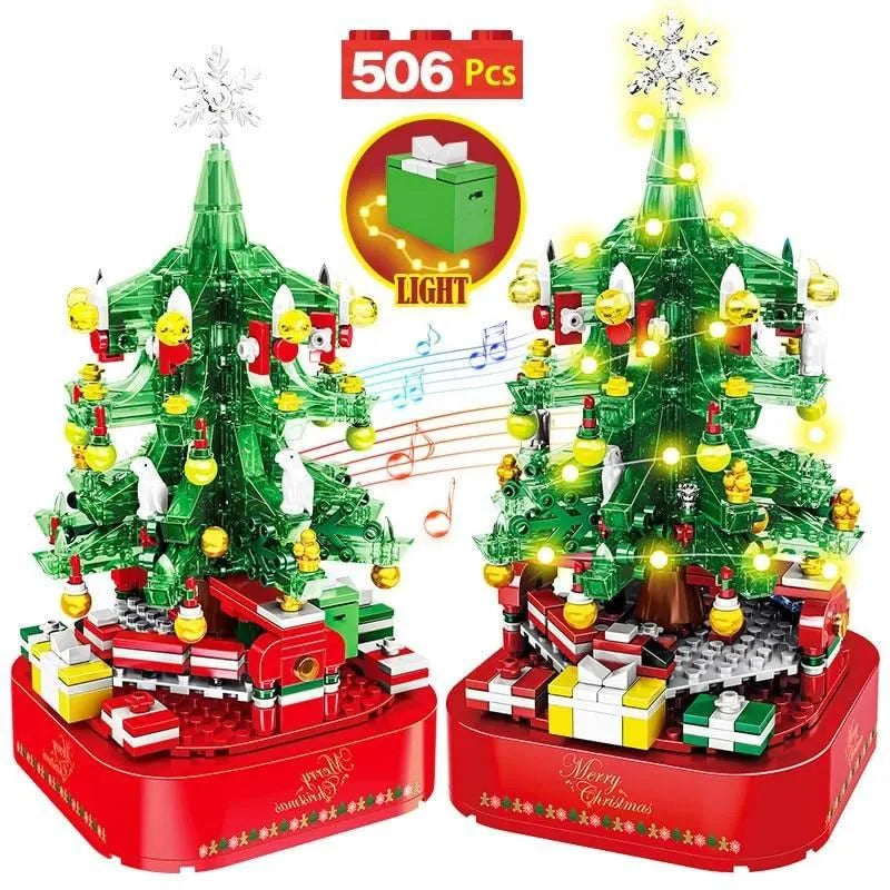 Building Blocks MOC Expert Christmas Tree Santa Music Light Box Bricks Kids Toys - 1
