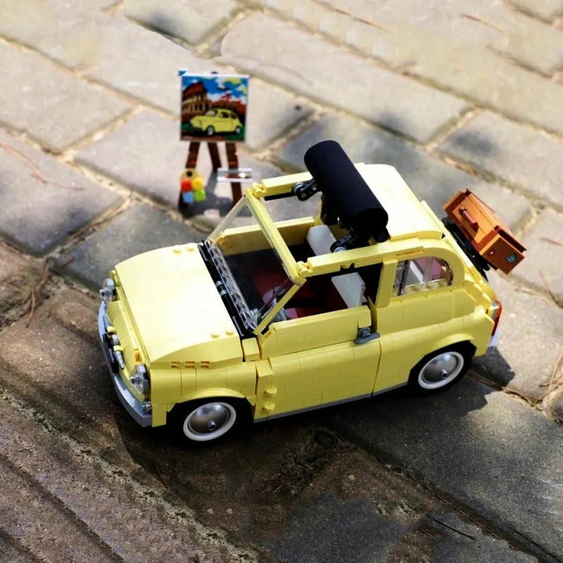 Building Blocks Expert Creator Tech MOC Classic Fiat 500 Car Bricks Toys Construction Set Toys - 9