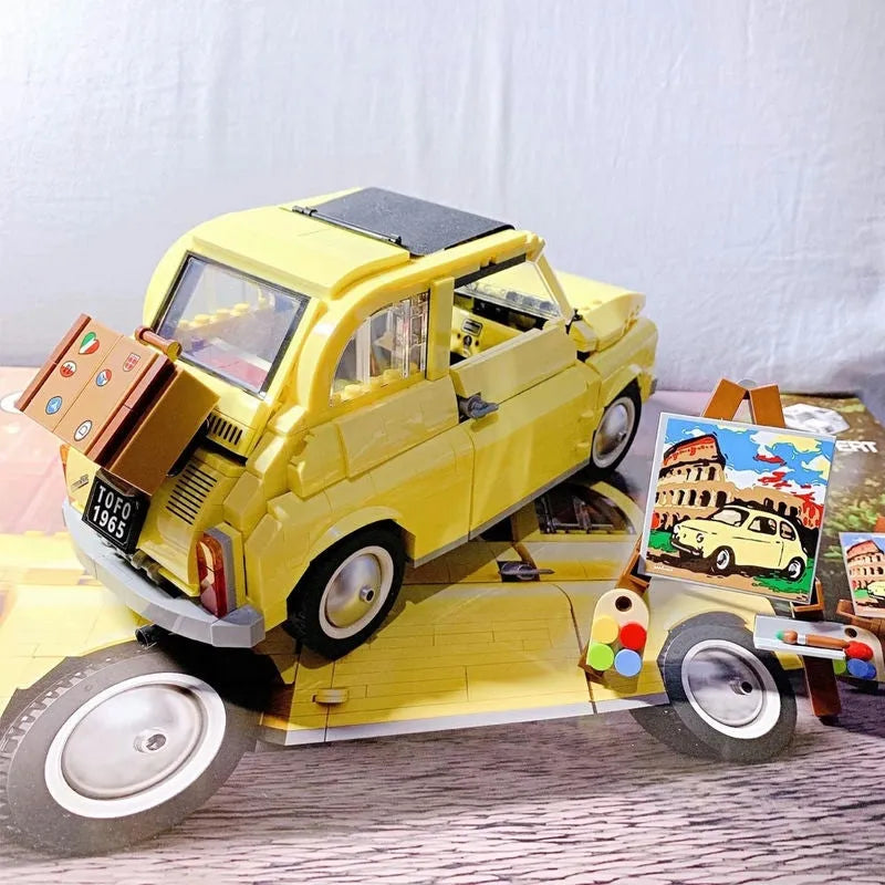 Building Blocks Expert Creator Tech MOC Classic Fiat 500 Car Bricks Toys - 10