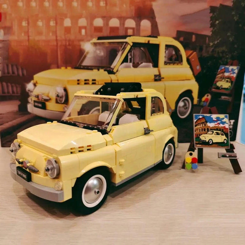 Building Blocks Expert Creator Tech MOC Classic Fiat 500 Car Bricks Toys - 7
